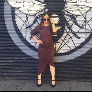 Size S/M jersey burgundy dress flowy not see through